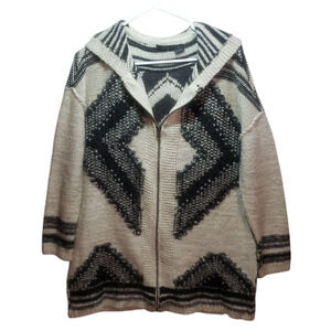 RDI Oversized Aztec Fringe Cardigan Sz SP | Boho Hoodie Sweater Western Knitwear